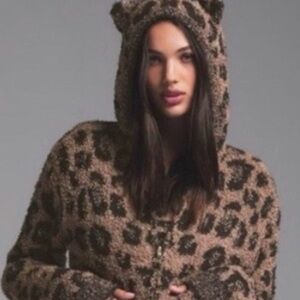 SKIMS Brown Leopard Teddy Jacket